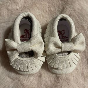 White Baby Moccasins with Bow